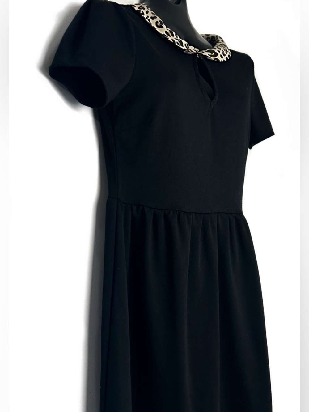 Forever 21 Black Dress with Leopard Print Collar